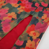 KYLETHOMASW  -  High Waisted Floral Print Skirt for Women's Summer Spicy Girl Irregular Mesh Split Long Skirt Fashion Female Clothes