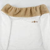 KYLETHOMASW  -  New fur spliced one neck slim embroidered T-shirt for sexy and slim women, backless sweatshirt