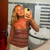 KYLETHOMASW  -  Sexy Low Neck Halter Top Sweet Colorful Stripe Sleeveless Vest Party Vacation Tank Vest New Outfit Lady Spring Summer Woman Tops