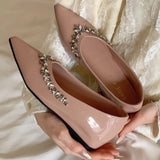 KYLETHOMASW  -  Luxury Crystal shallow mouth women pumps Sexy Pointed Toe Low Heeled Slingback Sandals Fashion Party Dress Shoes Branded Loafers