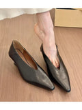 KYLETHOMASW  -  French-style Wedge Pointedtoe Low-cut Women's Shoes New Elegant and Simple Commuter Small Leather Shoes Evening Grandma Shoes