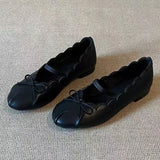 KYLETHOMASW  -  Sweet Bowknot Design Comfort Soft Ballet Flats Women Elegant Dress Shoes Fashion Pleated Shallow Flats Loafers Zapatos De Mujer