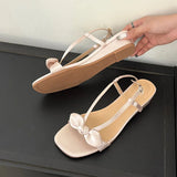 KYLETHOMASW  -  Elegant Women Low Heel Sandals Wedges Shoes Female Buckle Footwear Fashion Butterfly-Knot Ladies Heeled Sandals Shoes Pumps
