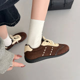 KYLETHOMASW  -  Leopard Print Women's Autumn Sneakers Fashion Splicing Flat Heel Vulcanized Shoes Female Lace-Up Non-Slip Leather Casual Shoes