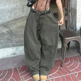 KYLETHOMASW  -  Streetwear Baggy Pants Women Vintage Low Waist Loose Wide Leg Trousers Oversized Cargo Pants All-match Y2K Bottom Autumn