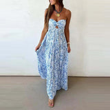 KYLETHOMASW  -  Fashion Hollow Out Sleeveless Vacation Dress Summer Strapless Pleated Slim Maxi Dress Elegant Lady Off Shoulder Evening Dress