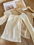 KYLETHOMASW  -  Korean Solid Chic Slash Neck Long Sleeve Bow Slim Thin Elegant Knitted Pullovers