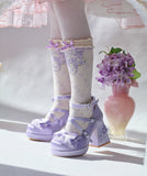 KYLETHOMASW  -  Original Lo Shoes Spring and Autumn New Fashion Round Toe Bow Sweet Cute Japanese Style Thick Sole High Heel Women's Pumps
