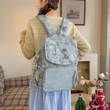 KYLETHOMASW  -  Korean Women Kawaii Ears Backpack Luxury Design Y2k Chic Star Schoolbags for Students Transparent Transparent All Match Ita Bags