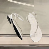 KYLETHOMASW  -  Fashion Metal Chain Ladies Flats Sandals Shoes Spring Summer Round Toe Female Flats Sandals Flip flops Shoes For Women New 2025