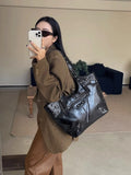 Kylethomasw Vintage Heavy Industry Rivet Moto Biker Women Handbag New Gothic Punk Trendy High-capacity Tote Underarm Shoulder Bag