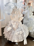KYLETHOMASW  -  Sweet Princess Style High Waist Slimming Bow Dress Japanese Summer New Off-the-shoulder Lace-up Sleeveless Puffy Dresses
