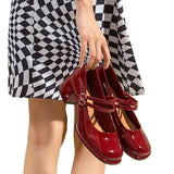 KYLETHOMASW  -  French Mary Jane High Heels Retro Mid Heel JK Single Shoes Fairy Style Fashionable High Heels round Toe PU Leather Summer Shoes