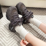 KYLETHOMASW  -  Fashion Crystal Chunky Sneakers Women Comfortable Lace Up Platform Dad Shoes Woman Breathable Mesh Running Sneakers Female