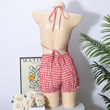 KYLETHOMASW  -  Three Sisters Summer Fashion Sexy Casual Party Prom Vacation Seaside Woman Clothing Checkered Pattern 2 Piece Sets Woman Outfit