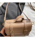 KYLETHOMASW  -  Ladies Fashionable PU Leather Square Box Bag Urban Simple Style Shoulder Crossbody Bag Daily Match Soft Hardness Zipper Opening