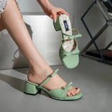KYLETHOMASW  -  Sweet Women Sandals Summer Square Toe High Heels Shoes Outdoor Street Style Trend Open Toe footwear Elegant Dress pumps