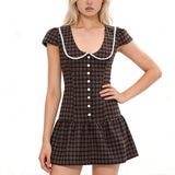 KYLETHOMASW  -  Evening Party Dresses Short Lace Trim Luxury Dresses Women Summer Polka Dot Print Short Sleeve Dresses Sexy