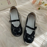 KYLETHOMASW  -  Round Toe JK Women Mary Jane Shoes Ladies Concise Outdoor Butterfly-knot Pumps Spring Autumn Women's Leather Shoes