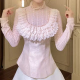 KYLETHOMASW  -  French Retro Heavy Industry Nail Bead Long-sleeved Shirt Women's Autumn New Fashion and Versatile Waist Slimming Top