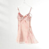 KYLETHOMASW  -  Summer French Vintage Spaghetti Strap Mini Dress Women Flower Frocks Party Evening Sexy One-Piece Y2k