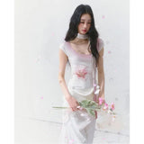 KYLETHOMASW  -  French Style Sleeveless Slimming Printed Vintage Dress for Women Summer Square Neck Elegant Luxury A-line Long Dress
