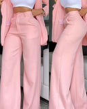 KYLETHOMASW  -  Three Sisters Autumn New Style Women's Elegant Pure Color Lapel Slim Personality Straight Trousers Two-piece Suit Women