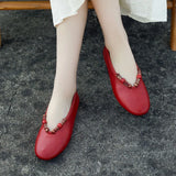 KYLETHOMASW  -  Vintage Handmade Beaded Shallow Single Shoes 2026 Spring and Summer New Red Flat Soft-Soled Mary Jane Shoes Genuine Leather