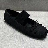 KYLETHOMASW  -  New Flats Women Ballet Dance Shoes Suede Bow Shallow Loafers Shoes Dress Fashion Autumn Casual Luxury Cozy Zapatos De Mujer