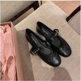 KYLETHOMASW  -  Rivet women ballet flats bowtie buckle strap pumps