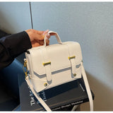 KYLETHOMASW  -  Ladies Fashionable PU Leather Square Box Bag Urban Simple Style Shoulder Crossbody Bag Daily Match Soft Hardness Zipper Opening