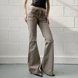 KYLETHOMASW  -  American Design Pocket Slimming Bell Bottom Jeans Women's Spicy Girl Street Fashion Retro Low Waist Casual Pants