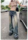 KYLETHOMASW  -  Vintage Fringe Bell Bottom Jeans Women's Slimming Low Waist Summer Petite Trousers American Style Casual Chic Fashion