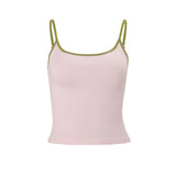 KYLETHOMASW  -  Euramerican Fashion Constrast Color Summer Two Piece Sets Y2k Thin Vacation Style Tank Tops Harajuku Pleated Pink Lace Up Skirts