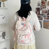 KYLETHOMASW  -  Women Small Nylon Cartoon Print Drawstring Backpack Casual Cute Flap Daypack for School & Daily Use New Trend Backpacks