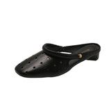 KYLETHOMASW  -  Hollow Women's Sandals Heels Slippers Beach Mules Shoes 2025 Summer Trend Chunky Leather Shoes Casual Flip Flops Mujer Slides