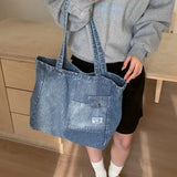 KYLETHOMASW  -  Denim Large Capacity Bag Shoulder Bags Casual Tote Spacious Durable Bolsos mujer Bolsa Comfortable Bolso New Fashion Bolsas