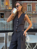 KYLETHOMASW  -  New Womem Linen Cotton Chic Vest Pants Suit Two-Piece Set Office Ladies Summer Korean Fashion 2 Piece Sets Womens Casual Outfits
