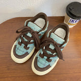 KYLETHOMASW  -  Ladies Mixed Colors Flats Sneakers Round Toe Breathable Vulcanize Platform Shoes Casual Comfy Soft Walking Sneakers