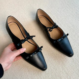 KYLETHOMASW  -  Leather Shoes for Women's Spring/Summer New French Bow Flat Pumps Shoes Women Round Toe Ballet Shoes for Women Flats Women