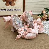 KYLETHOMASW  -  Lolita Elegant Heavywork Gorgeous Bridal High Heel Shoes New Ribbon Hymn Lolita Shoes lo Shoes