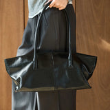 KYLETHOMASW  -  Korean Minimalist Crocodile Patterned Tote Bag With Retro Soft Leather Texture Single Shoulder Handbag Versatile For Commuting