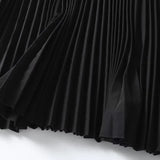 KYLETHOMASW  -  Fashion Office Ladies French Minimalist Leather Waist And Pleated Skirt Women A-line Midi Skirts Womens