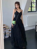 KYLETHOMASW  -  Lace Splicing Mesh Strap 2025 Spring Women Gentle Slim Fit French Romantic Ballet V-neck Waist Long Temperament Dresses