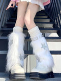 KYLETHOMASW  -  3 Pieces Sets Faux Fur Leg Warmers Boot Covers Goth Japanese Kawaii Legs Punk Jk Knee-length Hiphop Y2K Fashion Long Socks