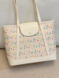 KYLETHOMASW  -  Fashionable Floral White Tota Bag Handbag Women Korean Style Casual Shoulder Bags Ladies Sweet Cute Underarm Bag Y2k