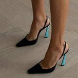 KYLETHOMASW  -  Spring and summer new pointed small square head back trip with silk single shoes thin high-heeled banquet dress women's sandals