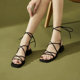 KYLETHOMASW  -  Strap Low Heel Sandals for Womens Summer New Roman Strap Toe Fashion Flat Shoes for Women's Designer Sandals Ladies Shoes