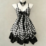KYLETHOMASW  -  Plaid Dresses for Women Y2k Spring Summer Japanese Style Vintage Vestidos Mujer Bows Sleeveless Elegant Sexy Mini Dress