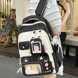 KYLETHOMASW  -  Cat Print Transparent Mochilas Mujer Sweet Large Capacity Mochila Fresh Sweet Bag New Teenage Girls Backpack Bags for Woman